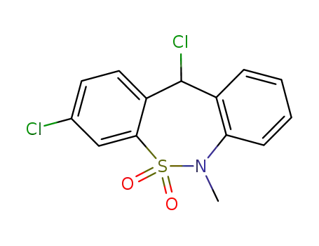 Molecular Structure of 26638-66-4 (3,11-Dichloro-6,11-dihydro-6-methyldibenzo[c,f][1,2]thiazepine 5,5-dioxide)