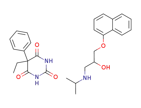 5-エチル-5-フェニル-2,4,6(1H,3H,5H)-ピリミジントリオン/1-[(1-メチルエチル)アミノ]-3-(1-ナフトキシ)-2-プロパノール,(1:1)