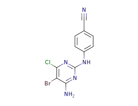 Molecular Structure of 1398507-09-9 (4-((4-amino-5-bromo-6-chloropyrimidin-2-yl)amino)benzonitrile)