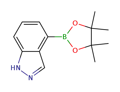 Molecular Structure of 885618-33-7 (4-(4,4,5,5-TETRAMETHYL-[1,3,2]DIOXABOROLAN-2-YL)-1H-INDAZOLE)