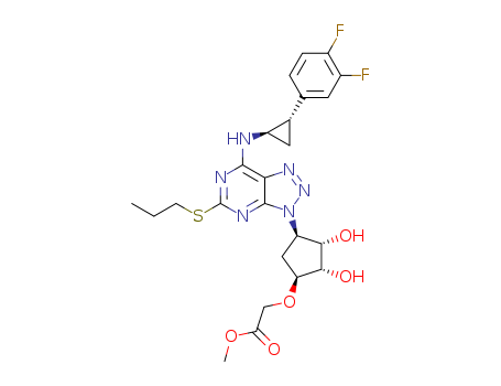 methyl 2-((1S,2S,3S,4R)-4-(7-((1R,2S)-2-(3,4-difluorophenyl)-cyclopropylamino)-5-(propylthio)-3H-[1,2,3]triazolo[4,5-d]pyrimidin-3-yl)-2,3-dihydroxycyclopentyloxy)acetate