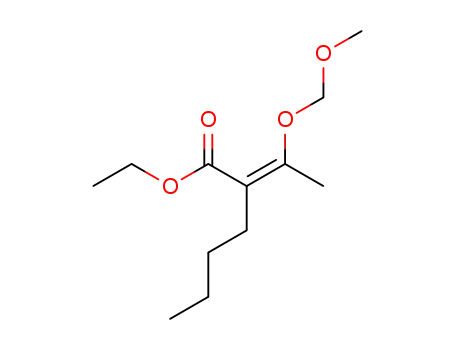 Molecular Structure of 25096-46-2 (2-[1-Methoxymethoxy-eth-(Z)-ylidene]-hexanoic acid ethyl ester)