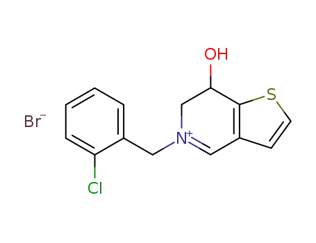 Molecular Structure of 73099-84-0 (5-(2-chloro-benzyl)-7-hydroxy-6,7-dihydro-thieno[3,2-<i>c</i>]pyridinium; bromide)