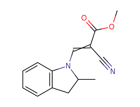 Molecular Structure of 22560-84-5 (methyl 2-cyano-3-(2,3-dihydro-2-methyl-1H-indol-1-yl)acrylate)