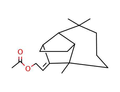 Molecular Structure of 27530-63-8 ([1S-(1alpha,3abeta,4alpha,8abeta)]-2-(decahydro-4,8,8-trimethyl-1,4-methanoazulen-9-ylidene)ethyl acetate)