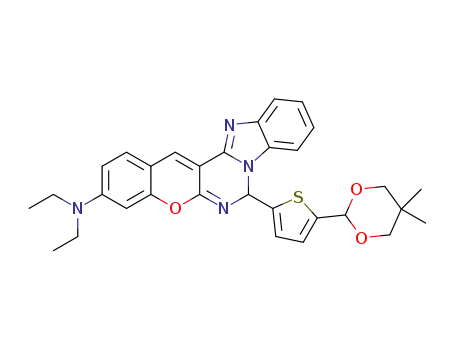 5,5-dimethyl-2-{5-(9-diethylamino-5H-7-oxa-4b,6,13-triazaindeno[2,1-a]anthracen-5-yl)thiophen-2-yl}-1,3-dioxane
