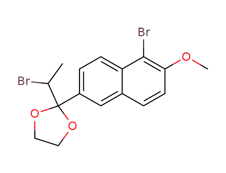 Molecular Structure of 80336-61-4 (2-(1'-bromo-ethyl)-2-(5'-bromo-6'-methoxy-2'-naphthyl)-1,3-dioxolane)