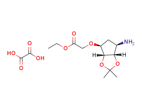 Molecular Structure of 1402149-98-7 (Ethyl 2-(((3aR,4S,6R,6aS)-6-amino-2,2-dimethyltetrahydro-3aH-cyclopenta[d][1,3]dioxol-4-yl)oxy)acetate oxalate)