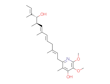 Molecular Structure of 5085-85-8 (2-[(2E,5E,7E,9R,10R,11E)-10-hydroxy-3,7,9,11-tetramethyl-trideca-2,5,7,11-tetraenyl]-5,6-dimethoxy-3-methyl-1H-pyridin-4-one)