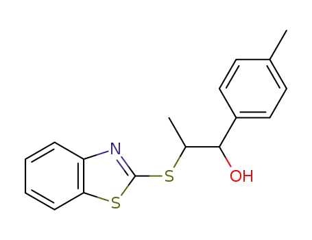 Molecular Structure of 300397-31-3 (2-(benzothiazol-2-ylthio)-1-(4-methylphenyl)propan-1-ol)