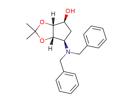 Molecular Structure of 1383715-55-6 ((3aR,4S,6R,6aS)-6-(N,N-dibenzylamino)-2,2-dimethyltetrahydro-3aH-cyclopenta[d][1,3]dioxol-4-ol)