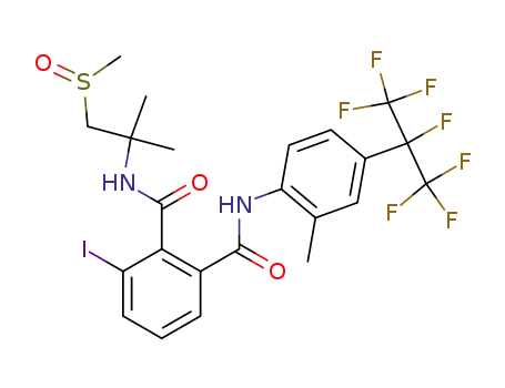 Molecular Structure of 272451-69-1 (N~1~-[4-(1,1,1,2,3,3,3-heptafluoropropan-2-yl)-2-methylphenyl]-3-iodo-N~2~-[2-methyl-1-(methylsulfinyl)propan-2-yl]benzene-1,2-dicarboxamide)