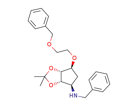 Molecular Structure of 1444301-50-1 ((3aS,4R,6S,6aR)-N-benzyl-6-(2-(benzyloxy)ethoxy)-2,2-dimethyl-tetrahydro-3aH-cyclopenta[d][1,3]dioxol-4-amine)