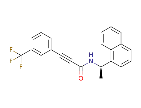 Molecular Structure of 1095393-72-8 (3-(3-trifluoromethyl-phenyl)-propynoic acid ((R)-1-naphthalen-1-yl-ethyl)-amide)