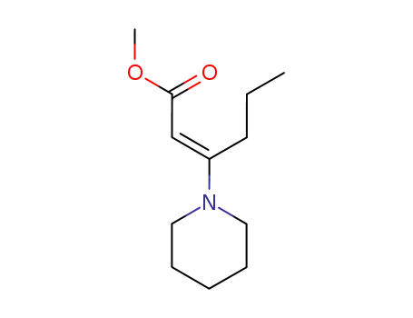 Molecular Structure of 63125-06-4 (2-Hexenoic acid, 3-(1-piperidinyl)-, methyl ester, (E)-)