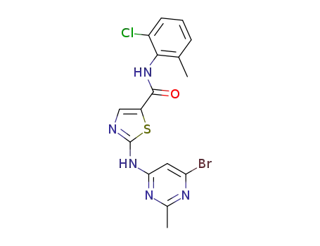 Molecular Structure of 1245157-51-0 (2-(6-bromo-2-methylpyrimidin-4-ylamino)-N-(2-chloro-6-methylphenyl)thiazole-5-formamide)