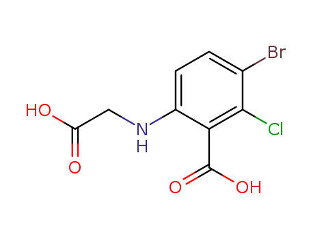 Molecular Structure of 3030-10-2 (3-bromo-6-(carboxymethylamino)-2-chlorobenzoic acid)