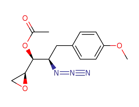 Molecular Structure of 173266-52-9 (Acetic acid (1S,2R)-2-azido-3-(4-methoxy-phenyl)-1-(S)-oxiranyl-propyl ester)