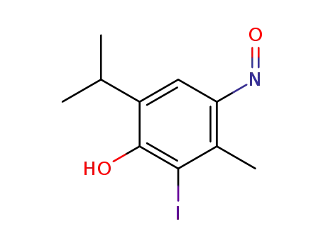 Molecular Structure of 6342-74-1 (2-iodo-3-methyl-4-nitroso-6-(propan-2-yl)phenol)