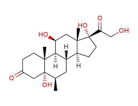 Molecular Structure of 76338-56-2 (5,11β,17,21-tetrahydroxy-6β-methyl-5α-pregnane-3,20-dione)