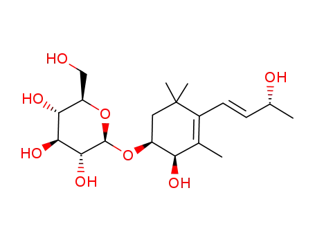 Molecular Structure of 165306-60-5 ((1S,2S)-2-hydroxy-4-[(1E)-3-hydroxybut-1-en-1-yl]-3,5,5-trimethylcyclohex-3-en-1-yl beta-D-glucopyranoside)