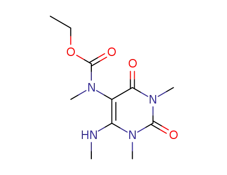 Molecular Structure of 100052-14-0 ((1,3-dimethyl-6-methylamino-2,4-dioxo-1,2,3,4-tetrahydro-pyrimidin-5-yl)-methyl-carbamic acid ethyl ester)