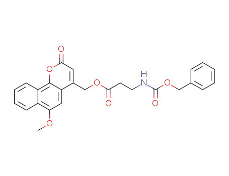 Molecular Structure of 1333386-44-9 (N-(benzyloxycarbonyl)-L-β-alanine (6-methoxy-2-oxo-2H-benzo[h]benzopyran-4-yl)methyl ester)