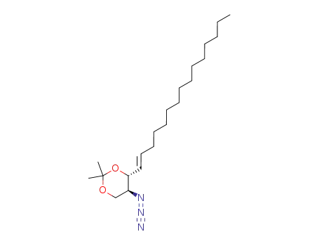 Molecular Structure of 104826-31-5 (1,3-Dioxane, 5-azido-2,2-dimethyl-4-(1E)-1-pentadecenyl-, (4R,5S)-)