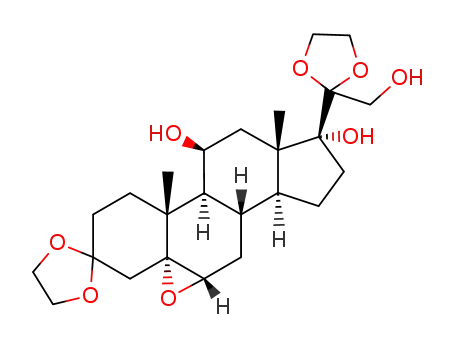 Molecular Structure of 76338-55-1 (3,3;20,20-bis-ethanediyldioxy-5,6α-epoxy-5α-pregnane-11β,17,21-triol)