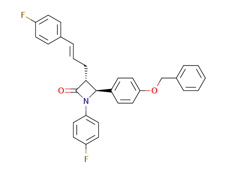 Molecular Structure of 190595-64-3 ((3R,4S)-4-(4-(benzyloxy)phenyl)-1-(4-fluorophenyl)-3-((E)-3-(4-fluorophenyl)allyl)azetidin-2-one)