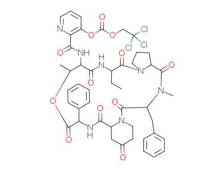 Carbonic acid 2-(3-benzyl-12-ethyl-4,16-dimethyl-2,5,11,14,18,21,24-heptaoxo-19-phenyl-17-oxa-1,4,10,13,20-pentaaza-tricyclo[20.4.0.0<sup>6,10</sup>]hexacos-15-ylcarbamoyl)-pyridin-3-yl ester 2,2,2-trichloro-ethyl ester