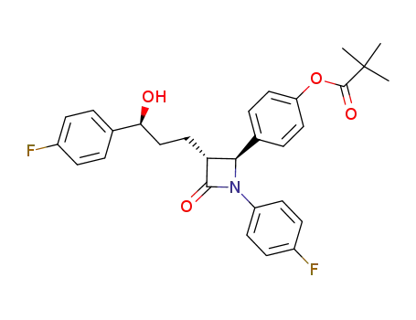 Molecular Structure of 1232148-26-3 (4-((2S,3R)-1-(4-fluorophenyl)-3-((S)-3-(4-fluorophenyl)-3-hydroxypropyl)-4-oxoazetidin-2-yl)phenyl pivalate)