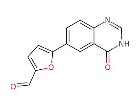 Molecular Structure of 1334953-71-7 (5-(4-oxo-3,4-dihydroquinazolin-6-yl)furan-2-carbaldehyde)