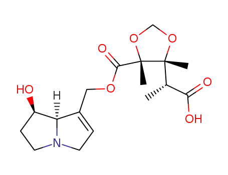 Molecular Structure of 121719-97-9 ((4R,5R)-5-((R)-1-Carboxy-ethyl)-4,5-dimethyl-[1,3]dioxolane-4-carboxylic acid (7R,7aR)-7-hydroxy-5,6,7,7a-tetrahydro-3H-pyrrolizin-1-ylmethyl ester)