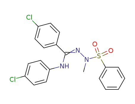 Molecular Structure of 90959-40-3 (Benzenecarboximidic acid, 4-chloro-N-(4-chlorophenyl)-,
2-methyl-2-(phenylsulfonyl)hydrazide)
