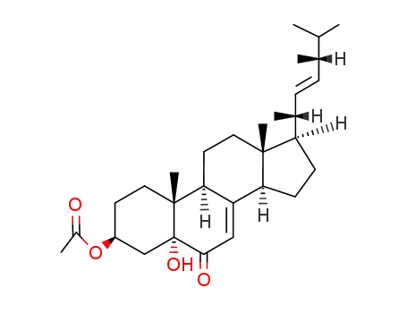 Molecular Structure of 481-23-2 ((22E)-5α-hydroxyergosta-7,22-dien-6-on-3β-yl acetate)