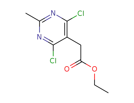 Molecular Structure of 175140-75-7 (5-Pyrimidineacetic acid, 4,6-dichloro-2-methyl-, ethyl ester)