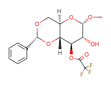 Molecular Structure of 18031-56-6 (methyl-[<i>O</i><sup>4</sup>,<i>O</i><sup>6</sup>-((<i>R</i>)-benzylidene)-<i>O</i><sup>3</sup>-trifluoroacetyl-α-D-glucopyranoside])