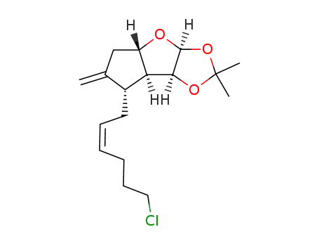 Molecular Structure of 97466-31-4 ((3aS,4aS,7S,7aS,7bS)-7-((Z)-6-Chloro-hex-2-enyl)-2,2-dimethyl-6-methylene-hexahydro-cyclopenta[4,5]furo[2,3-d][1,3]dioxole)