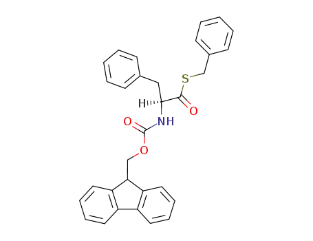Molecular Structure of 146803-37-4 (Benzenepropanethioic acid,
a-[[(9H-fluoren-9-ylmethoxy)carbonyl]amino]-, S-(phenylmethyl) ester,
(S)-)