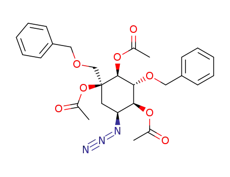Molecular Structure of 171252-91-8 ((1S,2S,3R,4S,5S)-1-azido-2,4,5-tri-O-acetyl-3-O-benzyl-5-((benzyloxy)methyl)cyclohexane-2,3,4,5-tetrol)