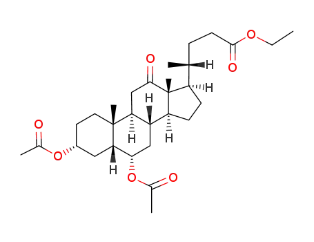 Molecular Structure of 108747-73-5 (3α,6α-diacetoxy-12-oxo-5β-cholan-24-oic acid ethyl ester)