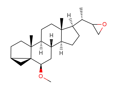 Molecular Structure of 54604-91-0 (2-[(S)-1-((1aR,3aR,3bS,5aS,6R,8aS,8bS,10R,10aR)-10-Methoxy-3a,5a-dimethyl-hexadecahydro-cyclopenta[a]cyclopropa[2,3]cyclopenta[1,2-f]naphthalen-6-yl)-ethyl]-oxirane)