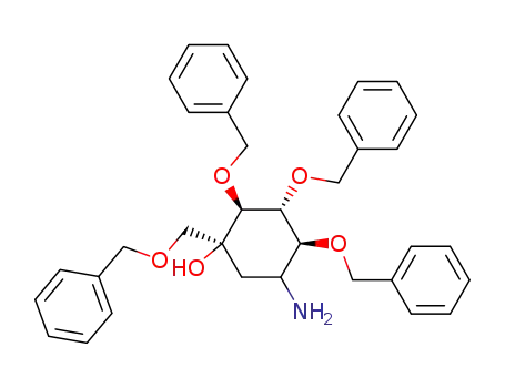 Molecular Structure of 1207548-13-7 (2,3,4-tri-O-benzyl-5-amino-1-C-<(benzyloxy)methyl>-1,2,3,4-cyclohexanetetrol)