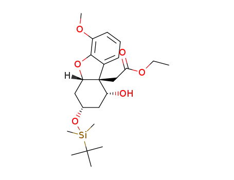 Molecular Structure of 1268868-65-0 ((5aS,7S,9R,9aR)-7-[(tert-butyldimethylsilyl)oxy]-6,7,8,9-tetrahydro-9-hydroxy-4-methoxy-9a(5aH)-dibenzofurnacetic acid ethyl ester)