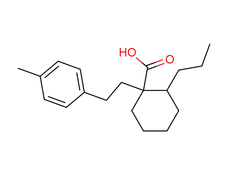 Molecular Structure of 62705-20-8 (Cyclohexanecarboxylic acid, 1-[2-(4-methylphenyl)ethyl]-2-propyl-)