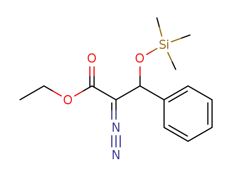 Molecular Structure of 59840-31-2 (Benzenepropanoic acid, a-diazo-b-[(trimethylsilyl)oxy]-, ethyl ester)