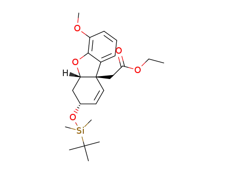 Molecular Structure of 1268868-66-1 ((5aS,7R,9aS)-7-[(tert-butyldimethylsilyl)oxy]-6,7-dihydro-4-methoxy-9a(5aH)-dibenzofuranacetic acid ethyl ester)