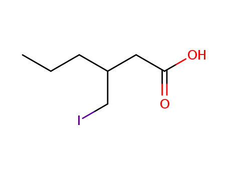 Molecular Structure of 664305-06-0 (Hexanoic acid, 3-(iodomethyl)-)