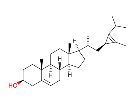 Molecular Structure of 83511-84-6 (Pregn-5-en-3-ol,20-methyl-21-[(1R)-2-methyl-3-(1-methylethyl)-2-cyclopropen-1-yl]-, (3b,20R)- (9CI))